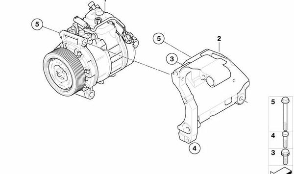 Compresor de aire acondicionado OEM 64529160816 para BMW E60, E61, E63, E64. Original BMW.