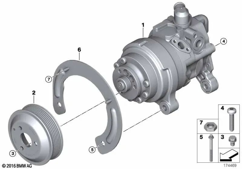 Bomba de dirección asistida para BMW X5 E70N, X6 E71 (OEM 32416796455). Original BMW