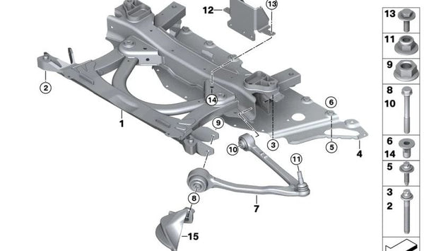 Bastidor delantero OEM 31106852483 para BMW i3 (Modelos I01). Original BMW.