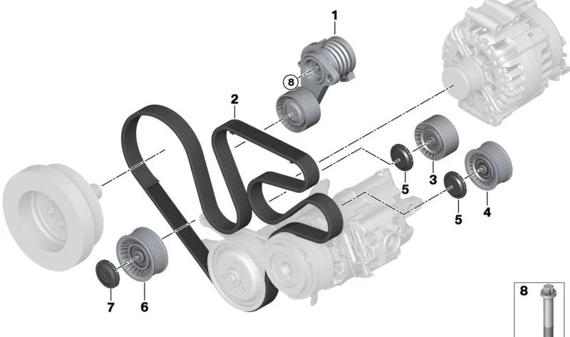 Correa Poly-V para BMW Serie 7 F01, F02, X6 E71 (OEM 11287628279). Original BMW