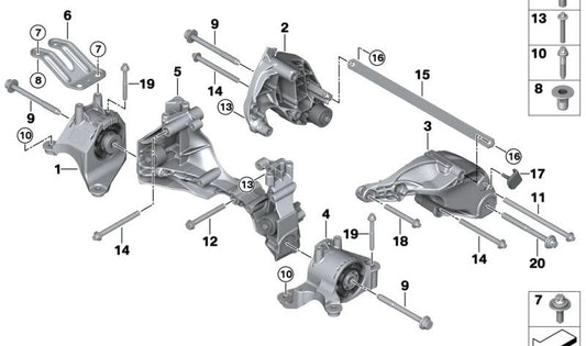 Vara en Y para BMW Serie 7 G70 (OEM 22118848467). Original BMW.