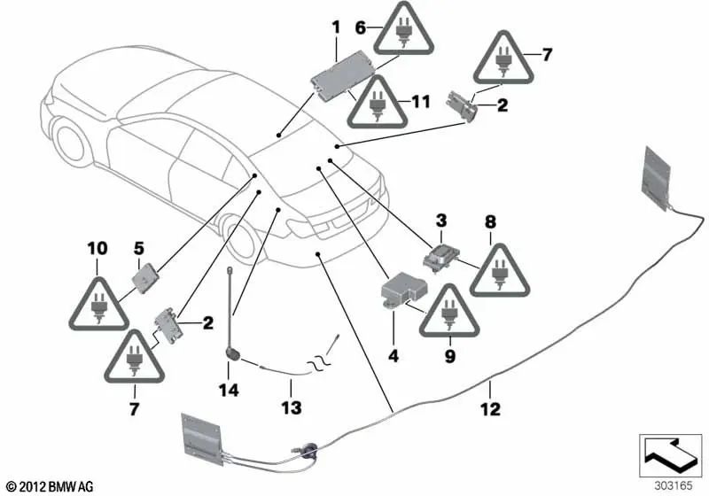 Stoßstangenantenne für BMW F01, F01N, F02, F02N (OEM 65209142077). Original BMW.