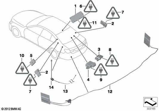 Bumper antenna for BMW F01, F01N, F02, F02N (OEM 65209142077). Genuine BMW.