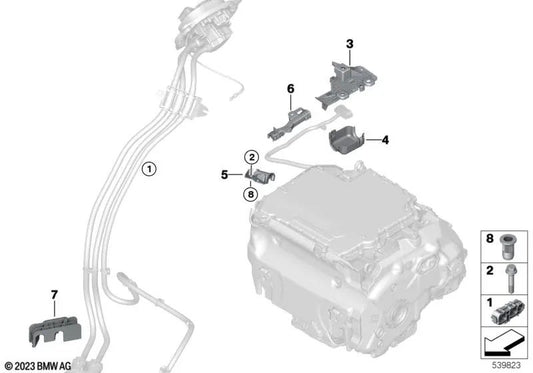 Cable guide for BMW G60, G70, I20 (OEM 12525A4A081). Original BMW.