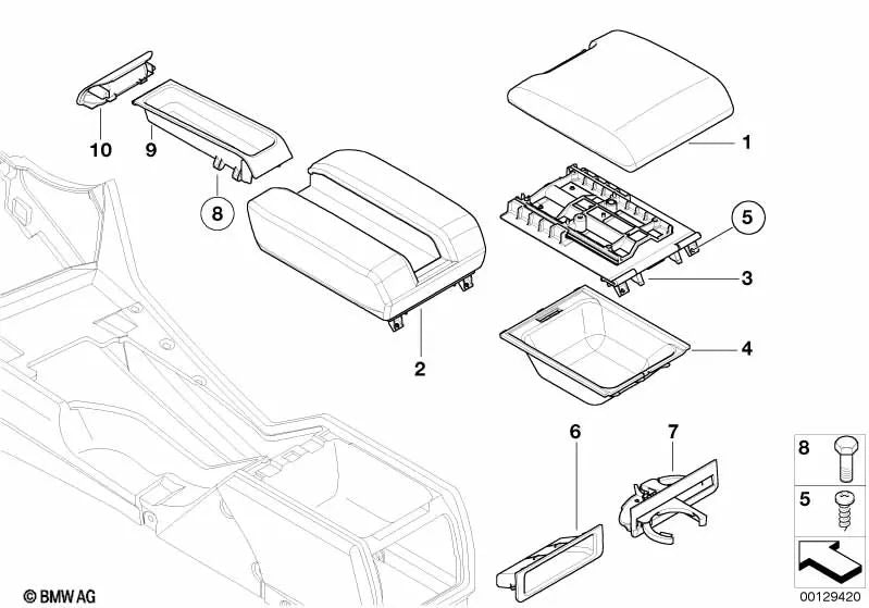 Unidad deslizante reposabrazos central teléfono para BMW E39 (OEM 51168213874). Original BMW.