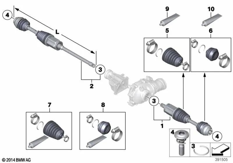 Reparación de fuelle interior para BMW X3 F25, X4 F26 (OEM 31607620599). Original BMW