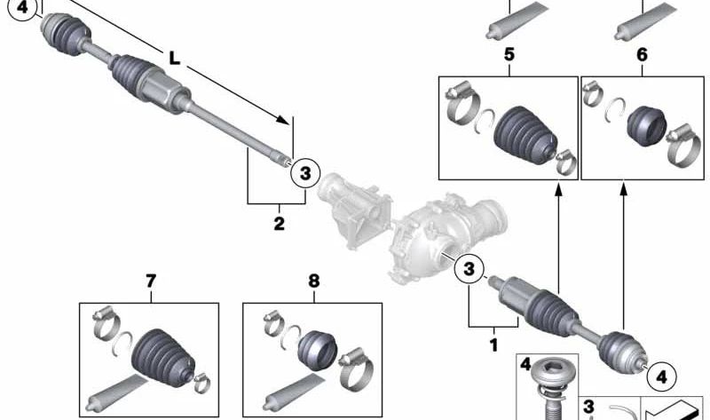 OEM Asse di trasmissione a sinistra 31607618681 per BMW F10, F11, F06, F12, F13. BMW originale