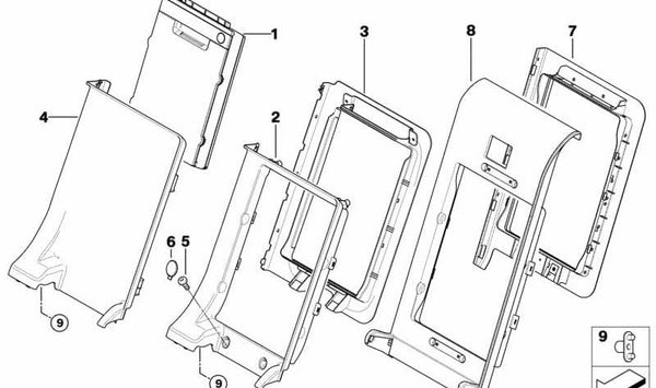 Reposabrazos Trasero Central para BMW X5 E70 (OEM 52207171536). Original BMW