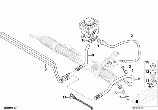 Radiator return duct for BMW 3 Series E46 (OEM 32416796388). Genuine BMW