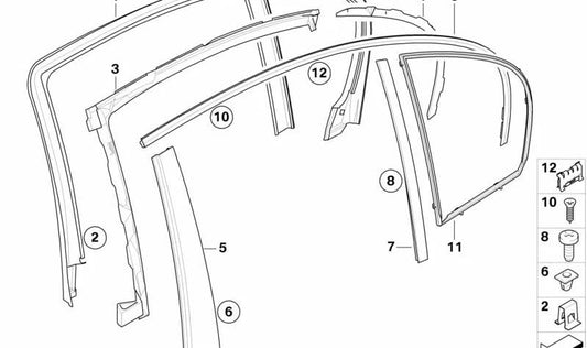 Formtüre Links hintere Türfenster OEM 51357033647 für BMW E60, E61. Original BMW.