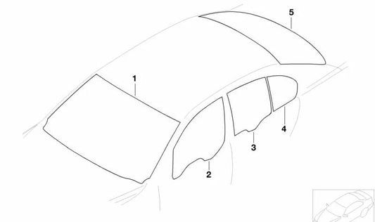 Luna trasera verde para BMW Serie 7 E65, E66 (OEM 51317070558). Original BMW