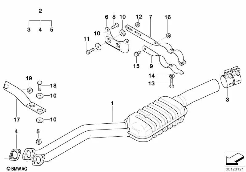 Silenciador delantero para BMW E39 (OEM 18101440362). Original BMW