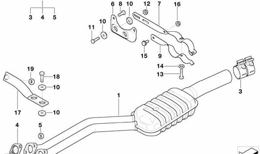 Clamping plate for BMW 5 Series E39 (OEM 18201437656). Original BMW