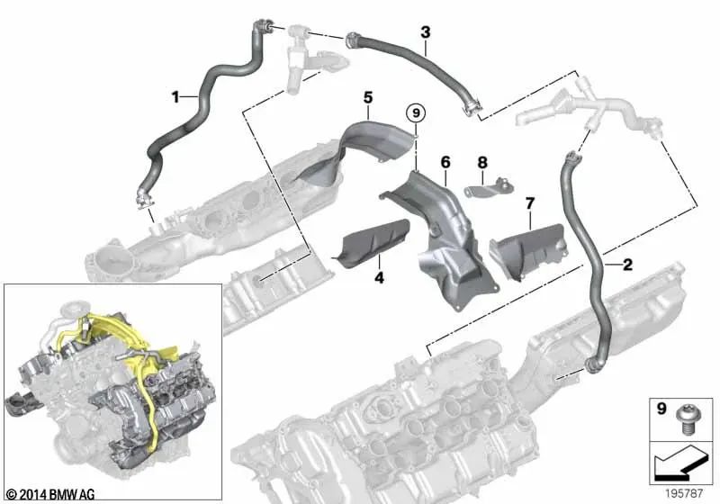 Tubo de ventilación para BMW X5 E70, X6 E71 (OEM 11157589992). Original BMW