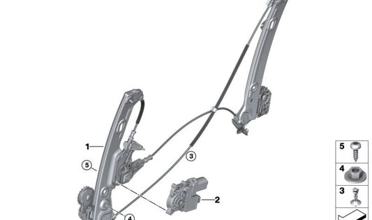 Elevador de ventana sin motor delantero izquierdo para BMW Serie 4 G22, G23, G82, G83 (OEM 51335A2A961). Original BMW.