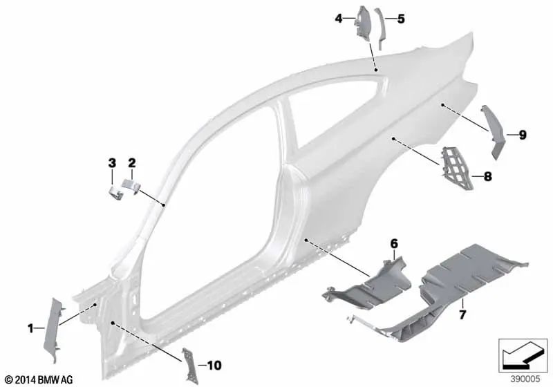 Left B-pillar inner shaped part for BMW F32, F82 (OEM 41217272297). Genuine BMW