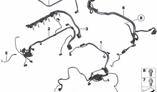 Arnés de Cables del Motor Adaptador Sensorial 2 para BMW F06, F12, F13, F01N, F02N (OEM 12517606387). Original BMW