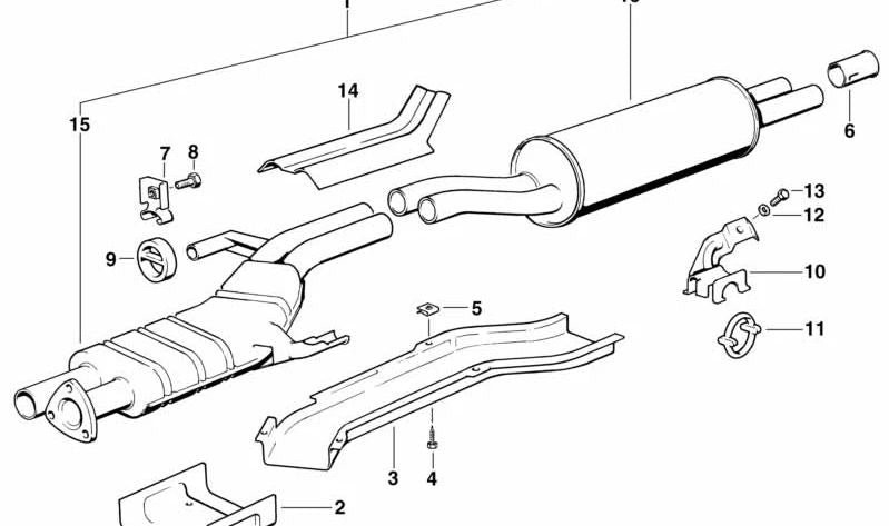 Sistema de escape para BMW E24 (OEM 18121176205). Original BMW.