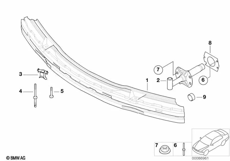 Cross member for BMW 3 Series E46 (OEM 51118195300). Original BMW.