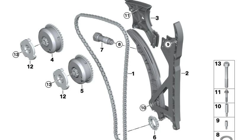 Unidad de ajuste del árbol de levas de escape para BMW E81, E82, E87, E88, F20, F21, F22, F23, F87, E90, E91, E92, E93, F30, F31, F34, F35, F80, F32, F33, F36, F82, F83, E60, E61, F07, F10, F11, F18, E63, E64, F06, F12, F13, E65, E66, F01, F02, E84, F25,