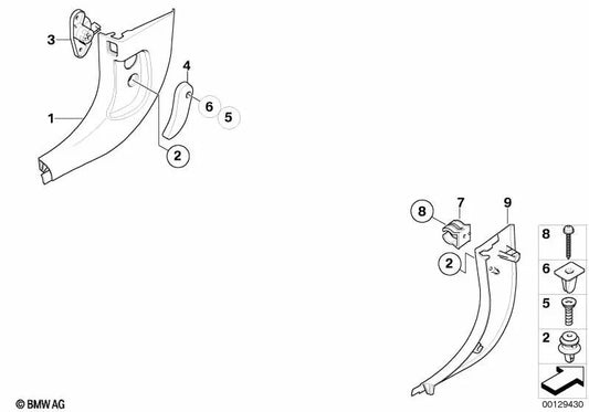 Revestimiento lateral delantero derecho para BMW E63, E64 (OEM 51437073678). Original BMW.