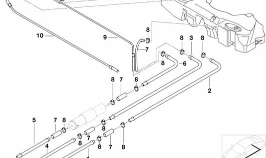 Conducto de alimentación de combustible delantero para BMW Serie 5 E39 (OEM 16121183504). Original BMW