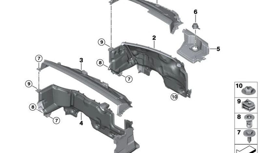 Untere Auskleidung der Firewall OEM 51719625433 für BMW U06, U11, U10, U25. Original BMW.