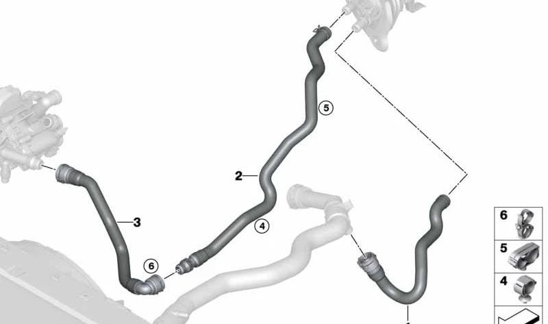 Manguera de Entrada de Calentador-Motor para BMW Serie 1 F20N, F21N, Serie 2 F22, F23, Serie 3 F30, F31, F35, Serie 4 F32, F36 (OEM 64219329642). Original BMW