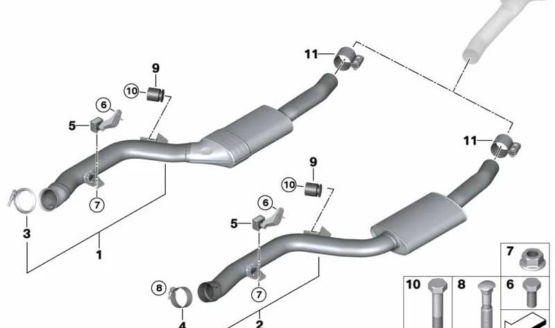 Silenciador Anterior para BMW Z4 G29 (OEM 18307934412). Original BMW