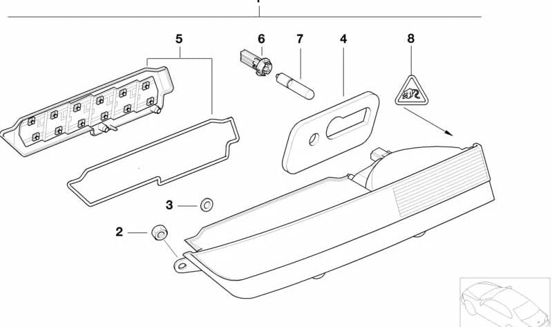 Rear taillight seal left tailgate for BMW E65, E66 (OEM 63216917095). Original BMW.