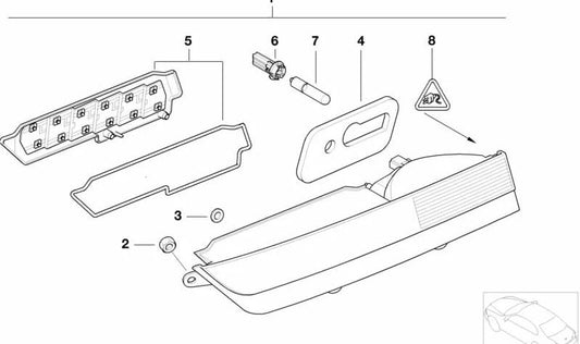 Linke hintere Heckklappen-Rücklichtdichtung für BMW E65, E66 (OEM 63216917095). Original BMW.