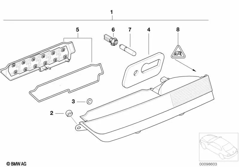 Bulb holder for BMW F30N, F31N, F35N, F80N, E61N, F11N, E65, E66, F01, F02, F04, G01, G08, E71, E72, E85, E86, E89 (OEM 63117407330). Original BMW.