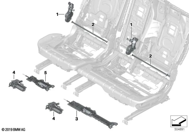 Ersatzteilset für den Rückenlehnenmotor für BMW X5 G05, X6 G06, X7 G07 (OEM 52207497465). Original BMW.