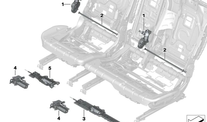 Accionamiento de ajuste longitudinal del asiento para BMW G05, G06, G07 (OEM 52207497462). Original BMW