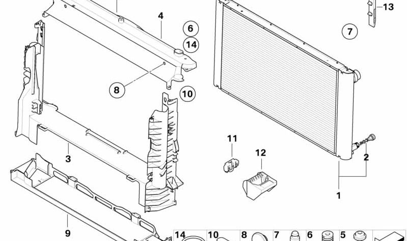 Pieza de equilibrado del radiador OEM 17117519207 para BMW E60, E61, E63, E64. Original BMW.