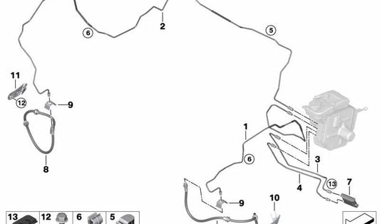 Rohr für integriertes Bremssystem BMW X5 F95, G05, X6 F96, G06, X7 G07 (OEM 34326871311). Original BMW