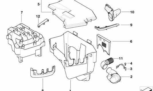 Caja eléctrica con ventilación para BMW Serie 7 E65, E66 (OEM 12907571020). Original BMW.