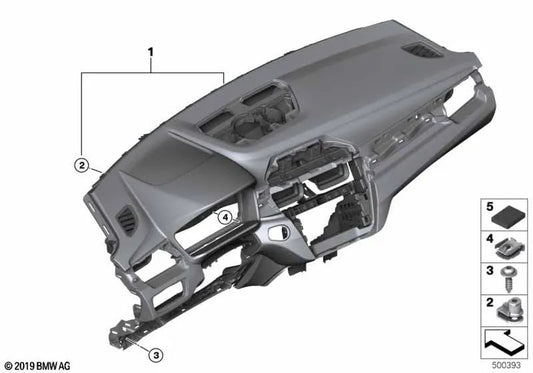 Instrumententafel con costura decorativa gris para BMW X1 F48N, F49N, X2 F39 (OEM 51457942536). Original BMW.