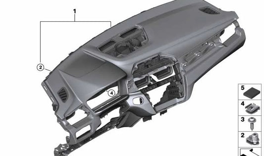 Armaturenbrettinstrument mit grauen Ziernähten für BMW X1 F48N, X2 F39 (OEM 51456834884). Original BMW.