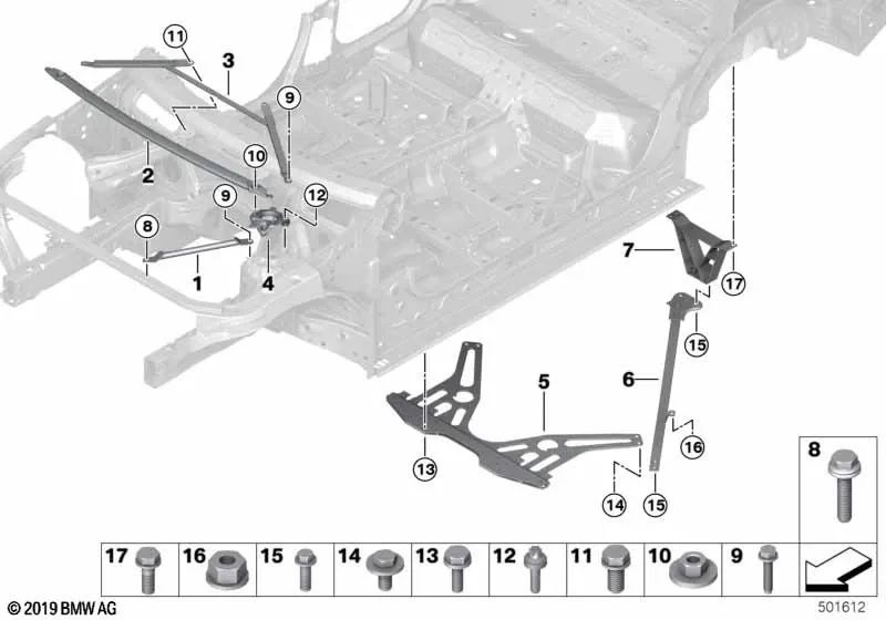 Barra de refuerzo para BMW X3 F97, F97N, X4 F98, F98N (OEM 51618075316). Original BMW