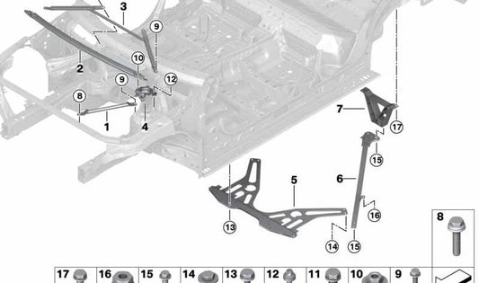 TORRETA-ORABRISAS REINFORCEMENT BAR 51618077346 FOR BMW F97, F98. Original BMW.