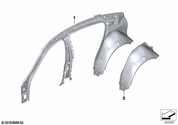 Pasarruedas exterior trasero izquierdo para BMW F93, G16 (OEM 41007494259). Original BMW