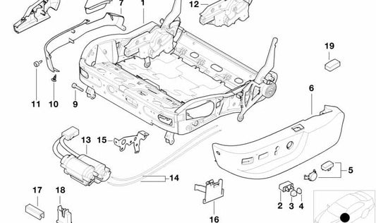 Cubierta Interruptor Ajuste Reposacabezas para BMW E39, E38 (OEM 52108207259). Original BMW