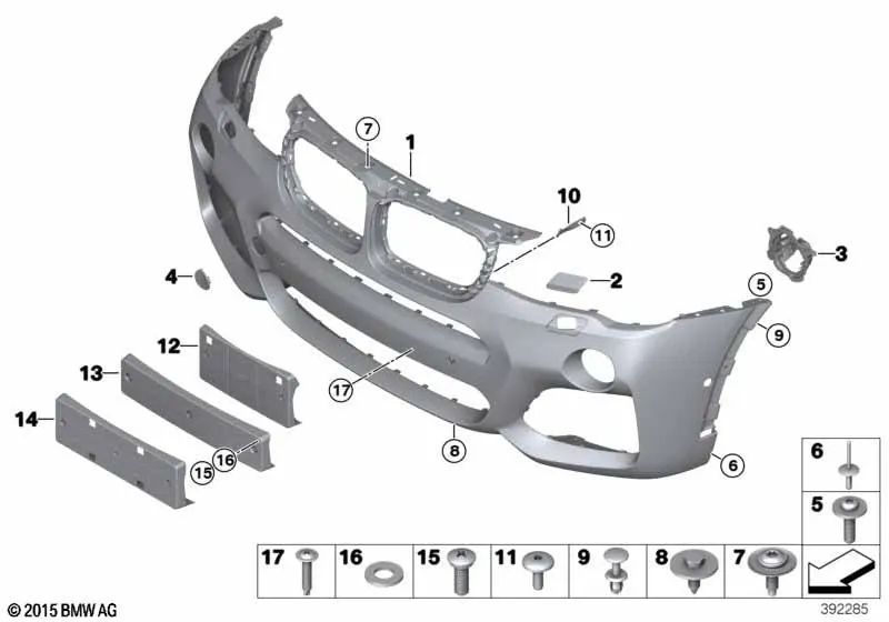 Rechter Halogen-Nebelscheinwerfer-Adapter für BMW X3 F25, X4 F26 (OEM 51118056298). Original BMW