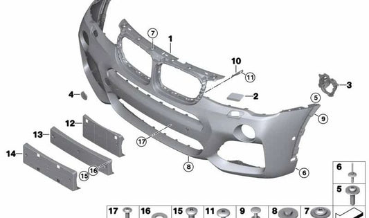 Portamatrículas para BMW X3 F25, X4 F26 (OEM 51138056969). Original BMW.