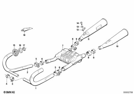 Abrazadera de sujeción para BMW Serie 1, Serie 3, Serie 5, X5 (OEM 18211454379). Original BMW