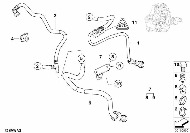 Tubería de retorno de combustible para BMW Serie 3 E90N, E91N, E92N, E93N, X1 E84 (OEM 13537810787). Original BMW