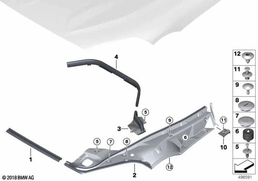 Sellado pared lateral derecha para BMW Z4 G29 (OEM 51767435538). Original BMW.