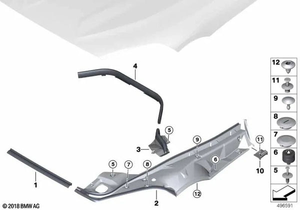 Sellado pared lateral derecha para BMW Z4 G29 (OEM 51767435538). Original BMW.