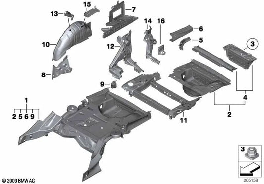 Fondo del maletero para BMW F07, F11 (OEM 41117261501). Original BMW.